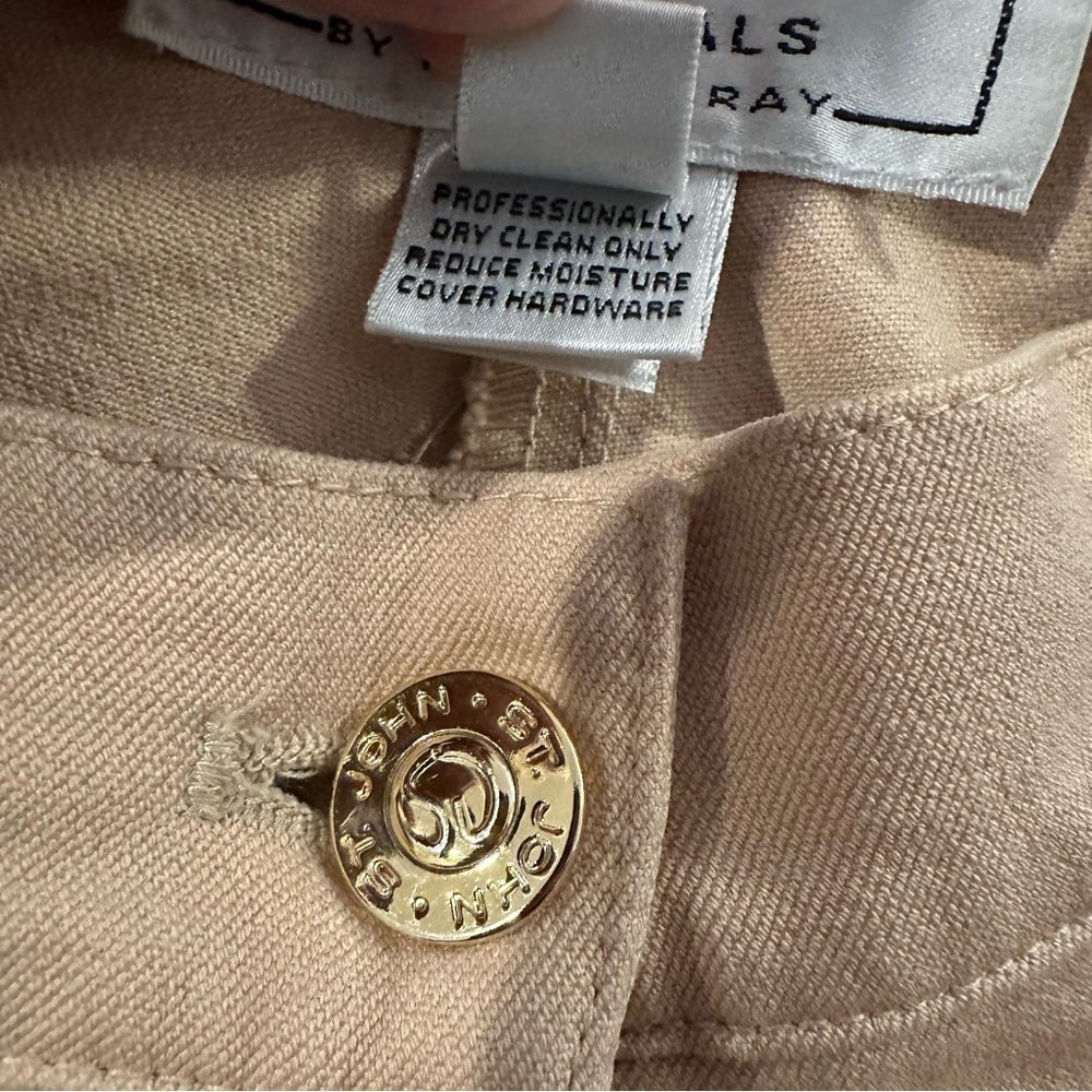 ST JOHN Sport Marie Gray Knit Womens Pant Beige Tan Khaki Trouser Slacks Sz 6 - Picture 5 of 9